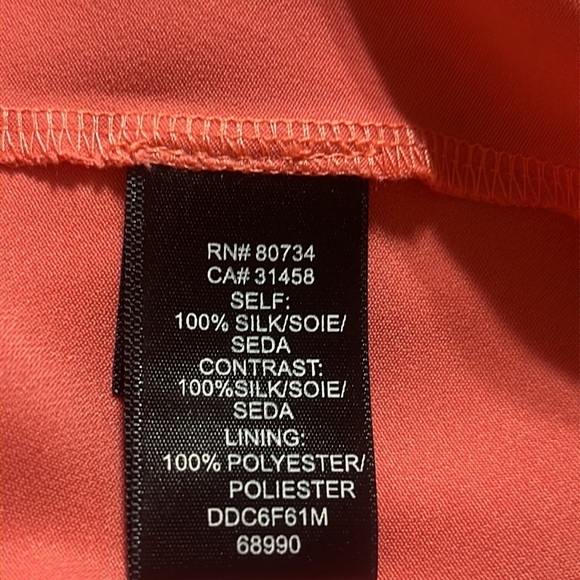 Max and Cleo Coral SILK DRESS, KNEE LENGTH SPECIAL OCCASIONS, SIZE 2. - Picture 8 of 9